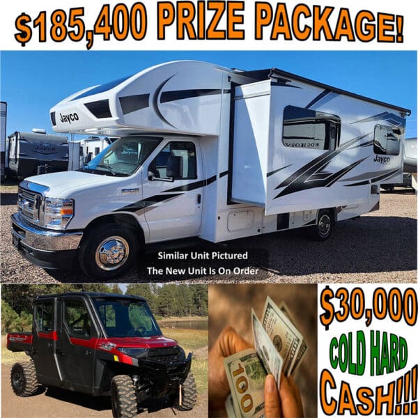 2025<br>Ultimate White Mountain Get Away Raffle<br>Get Your Tickets:<br>$185K Prize Package!